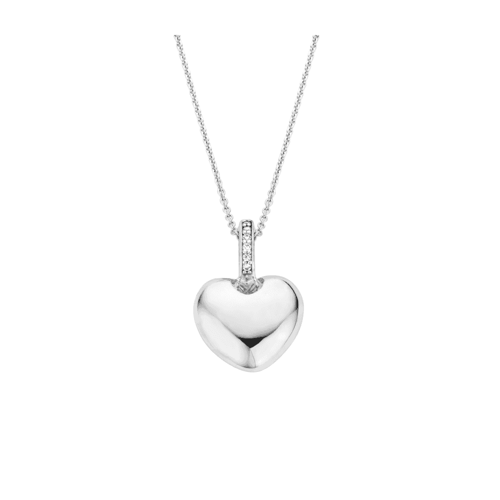 SILVER MILANO HEART PENDANT WITH ZIRONIA ON BAIL