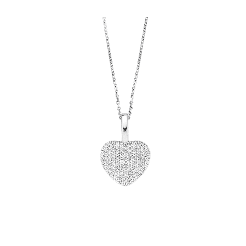 SILVER MILANO PAVE SET ZIRCONIA HEART PENDANT
