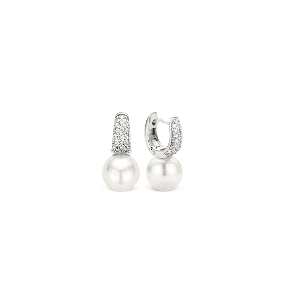 SILVER MILANO PEARL & ZIRCONIA DROP EARRINGS