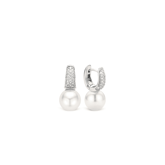 SILVER MILANO PEARL & ZIRCONIA DROP EARRINGS