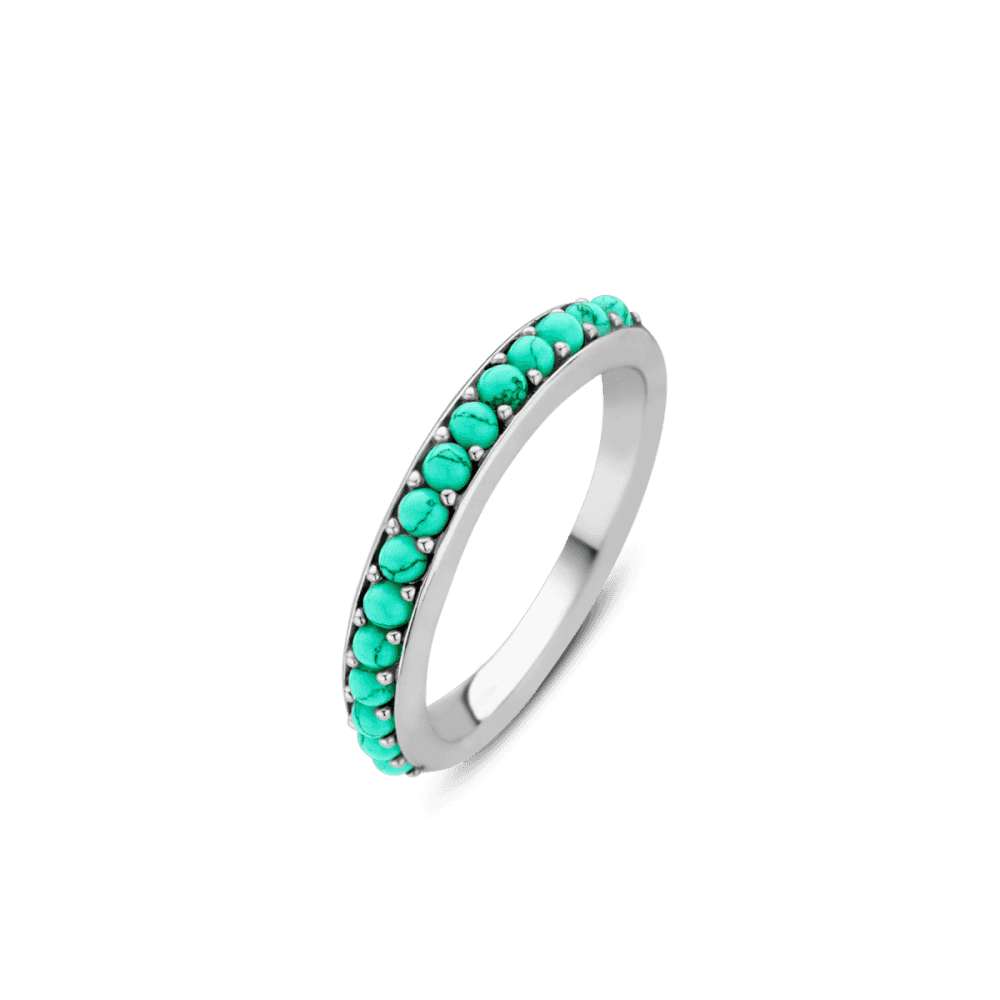 SILVER MILANO TURQUOISE CRYSTAL BAND RING