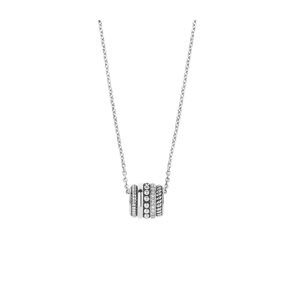 SILVER MILONA NECKLACE WITH ROPE, BUBBLE PATTERN AND ZIRCONIA####S