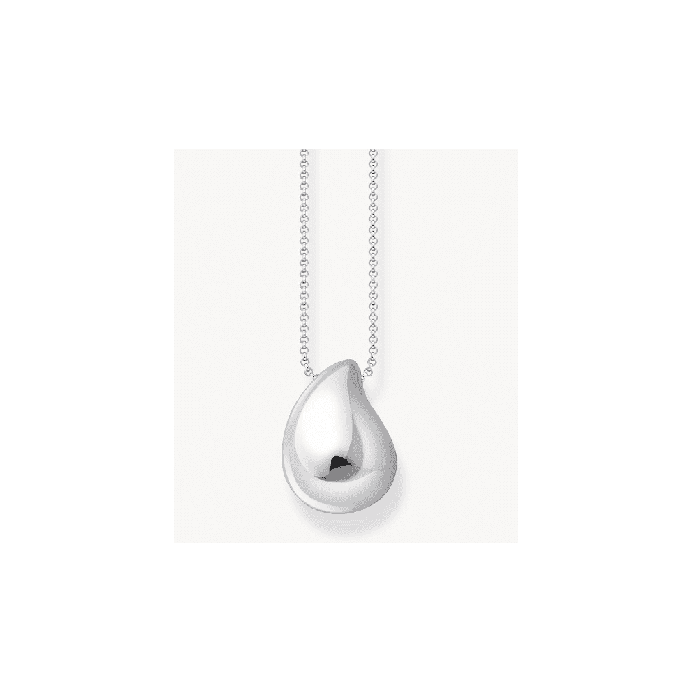 SILVER NECKLACE WITH ORGANIC DROP SHAPE PENDANT