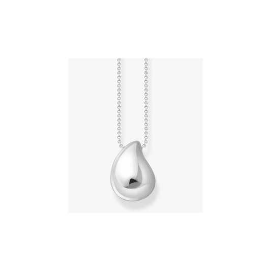 SILVER NECKLACE WITH ORGANIC DROP SHAPE PENDANT
