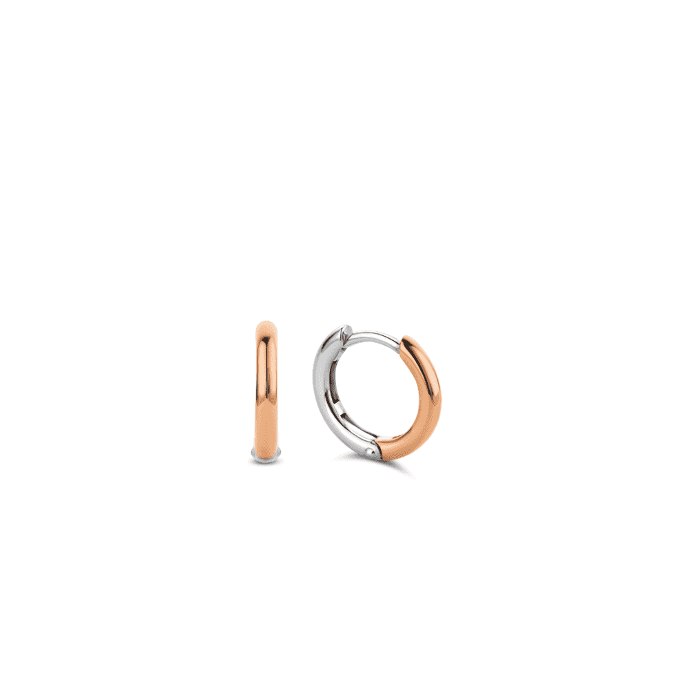 SILVER & ROSE GOLD MILANO SMALL SKINNY HOOP EARRINGS