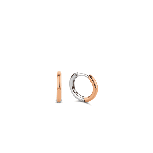 SILVER & ROSE GOLD MILANO SMALL SKINNY HOOP EARRINGS