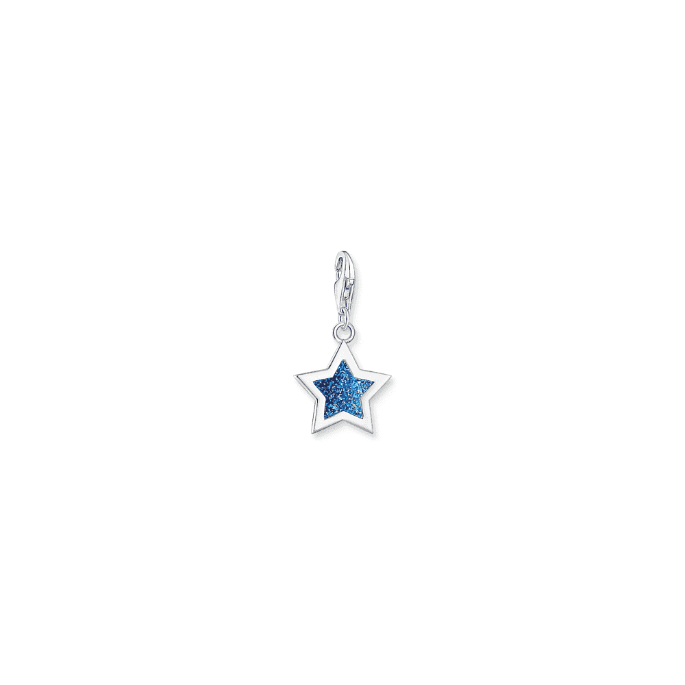 SILVER STAR-SHAPED CHARM WITH DARK BLUE COLD ENAMEL