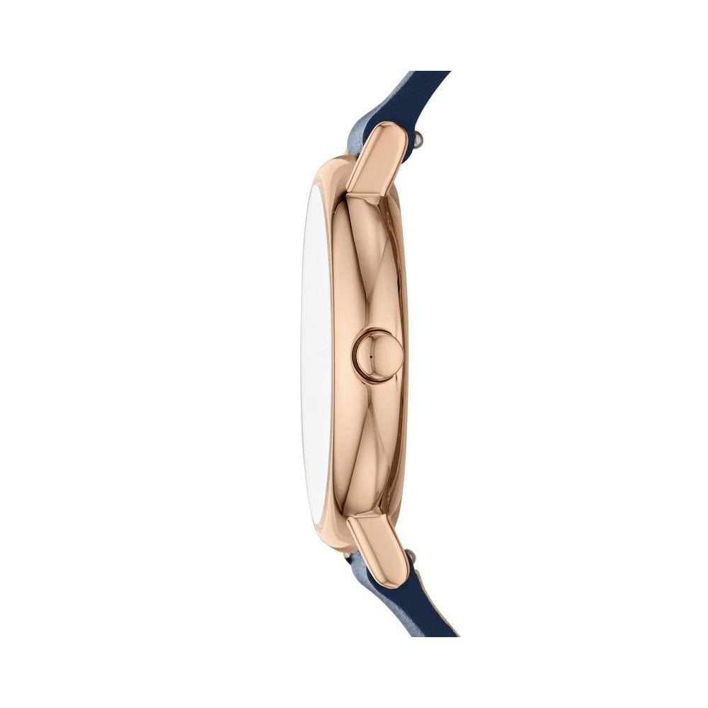 SKAGEN SIGNATURE ROSE GOLD STAINLESS STEEL WATCH WITH BLUE STRAP AND WHITE FACE