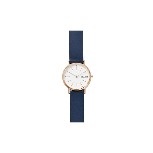 SKAGEN SIGNATURE ROSE GOLD STAINLESS STEEL WATCH WITH BLUE STRAP AND WHITE FACE