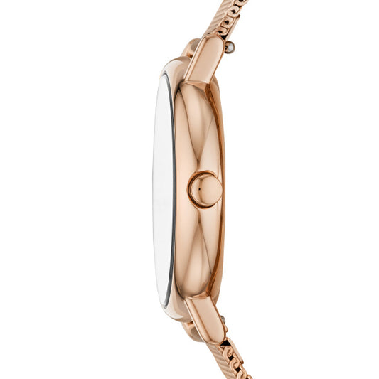 SKAGEN LADIES ROSE GOLD MESH BRACELET WATCH WITH BLUE FACE