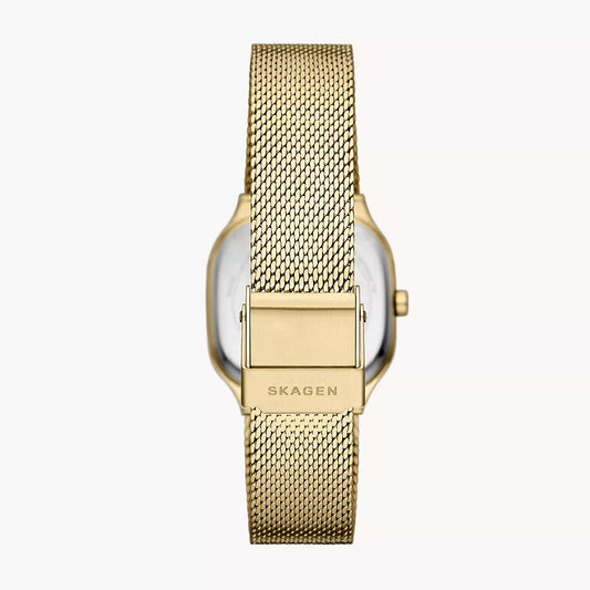 SKAGEN MELLEM LILLE LADIES GOLD MESH STAINLESS STEEL WATCH