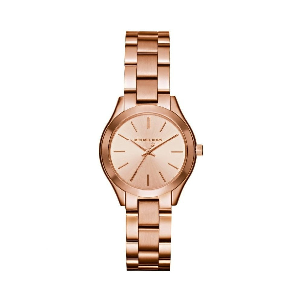 SLIM RUNWAY ROSE GOLD STAINLESS STEEL LADIES BRACELET WATCH WITH ROSE COLOURED DIAL