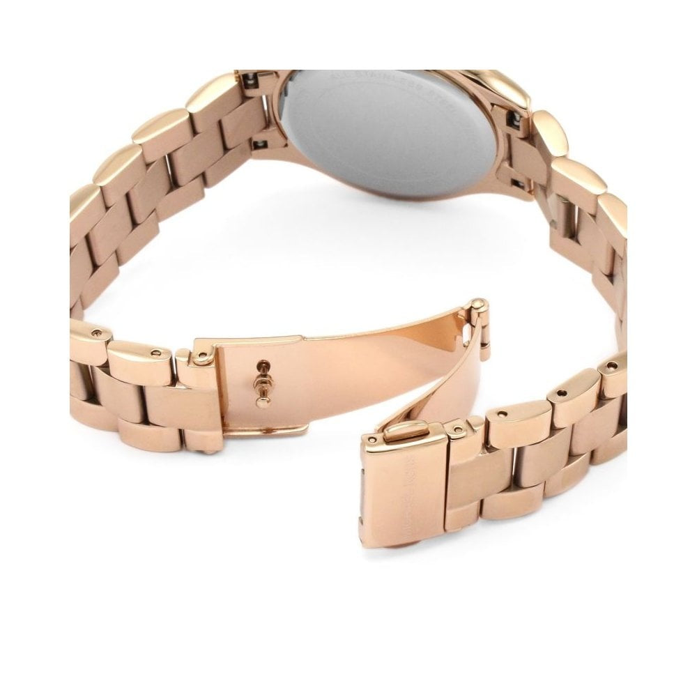 SLIM RUNWAY ROSE GOLD STAINLESS STEEL LADIES BRACELET WATCH WITH ROSE COLOURED DIAL