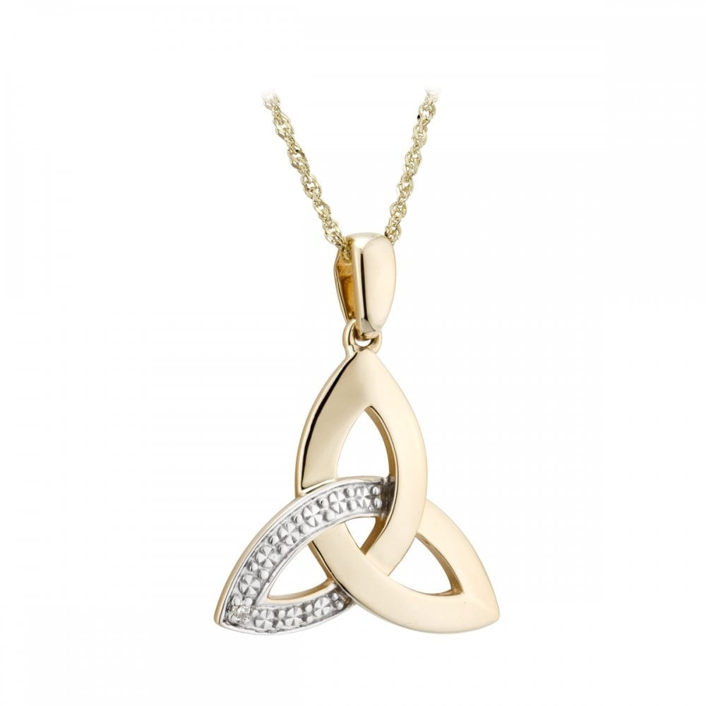 SOLVAR 14K DIAMOND TRINITY PENDANT NECKLACE