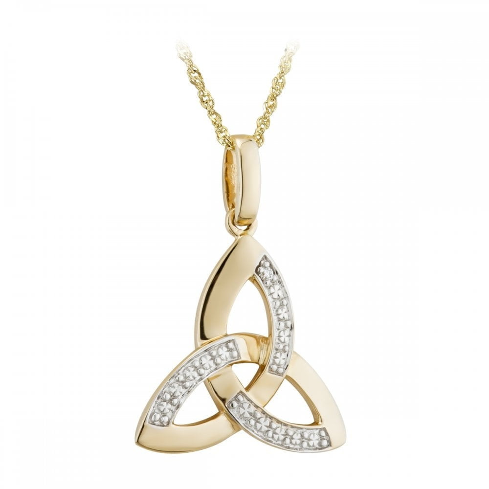 SOLVAR 14K GOLD TWO TONE DIAMOND TRINITY KNOT PENDANT