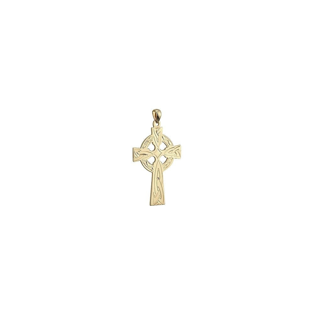 SOLVAR 14K HAND ENGRAVED HEAVY CELTIC CROSS CHARM