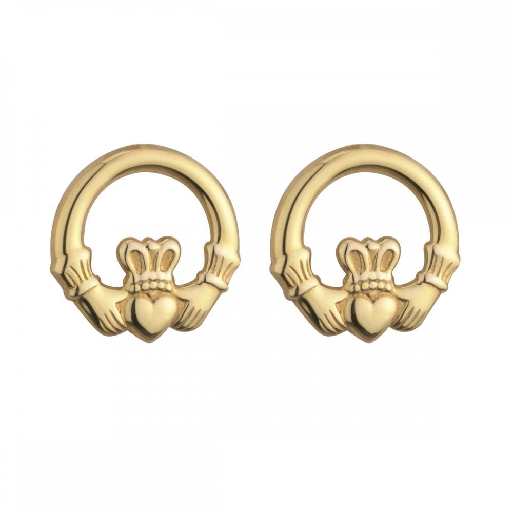 SOLVAR 9K GOLD LIGHT CLADDAGH STUD EARRINGS