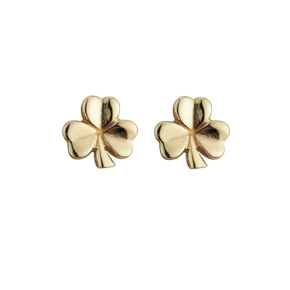 SOLVAR 9K YELLOW GOLD SMALL SHAMROCK EARRINGS