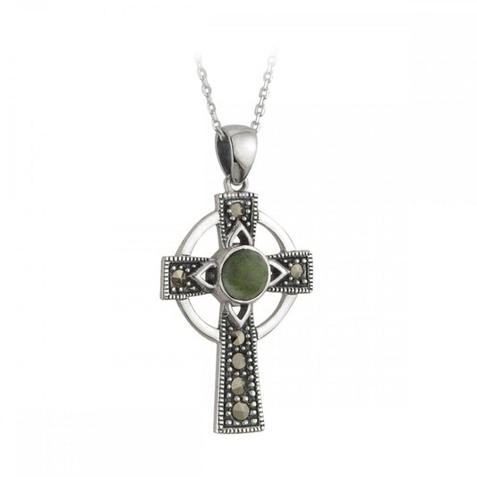 SOLVAR CONNEMARA MARBLE MARCASITE CROSS