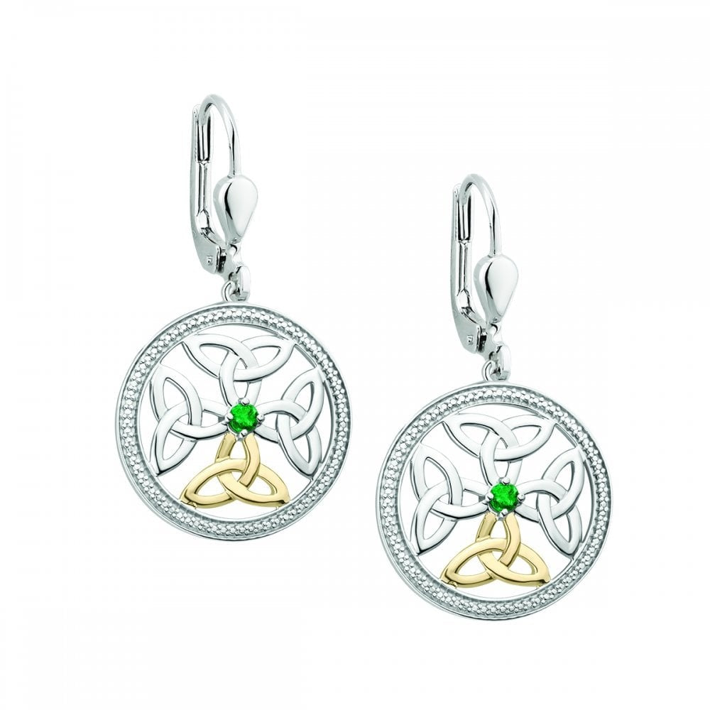 SOLVAR EMERALD CELTIC KNOT EARRINGS
