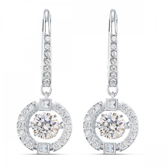 SPARKLING DANCE DROP EARRINGS, WHITE SWAROVSKI CRYSTAL, RHODIUM PLATED