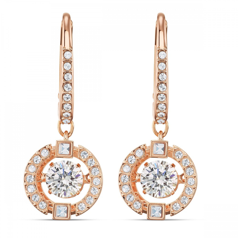 SPARKLING DANCE DROP EARRINGS, WHITE SWAROVSKI CRYSTALS, ROSE-GOLD TONE PLATED