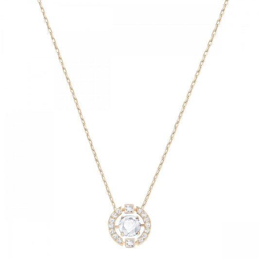 SPARKLING DANCE NECKLACE, ROUND WHITE SWAROVSKI CRYSTALS, ROSE-GOLD TONE PLATED