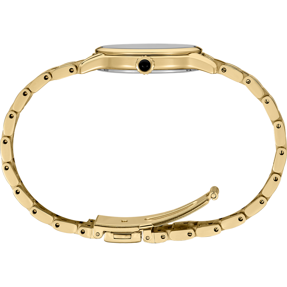 SEIKO LADIES DIAMOND SET DIAL GOLD STAINLESS STEEL WATCH