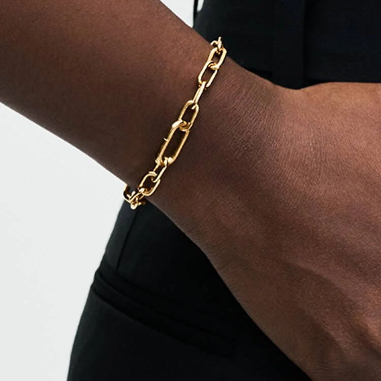 14ct Gold on Silver Link 23cm Pandora Bracelet