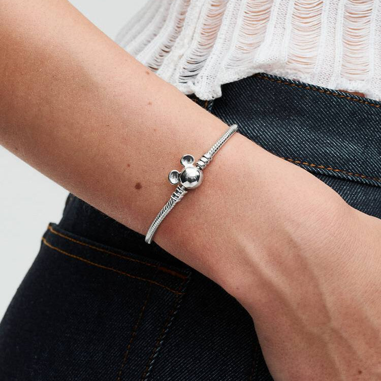 Disney Mickey Mouse Clasp Moments Snake Chain Pandora Bracelet