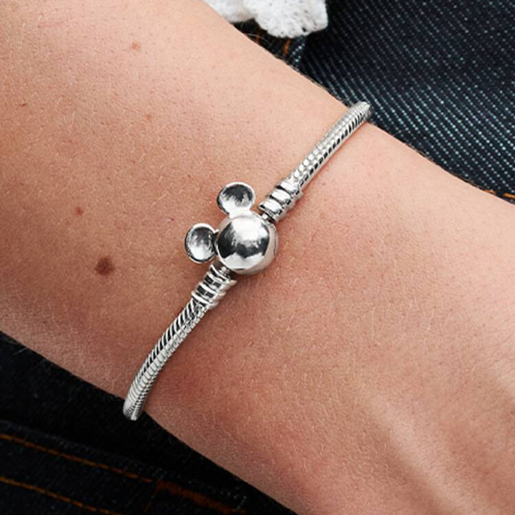 Disney Mickey Mouse Clasp Moments Snake Chain Pandora Bracelet