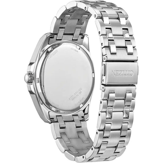 STAINLESS STEEL, GREEN DIAL GENTS ECO DRIVE WATCH
