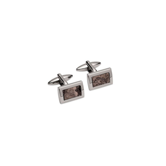 STAINLESS STEEL GREY STONE CUFF LINKS