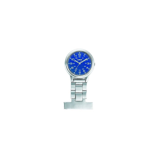 STAINLESS STEEL NURSES FOB WATCH WITH BLUE DIAL, MINUTES & SECONDS