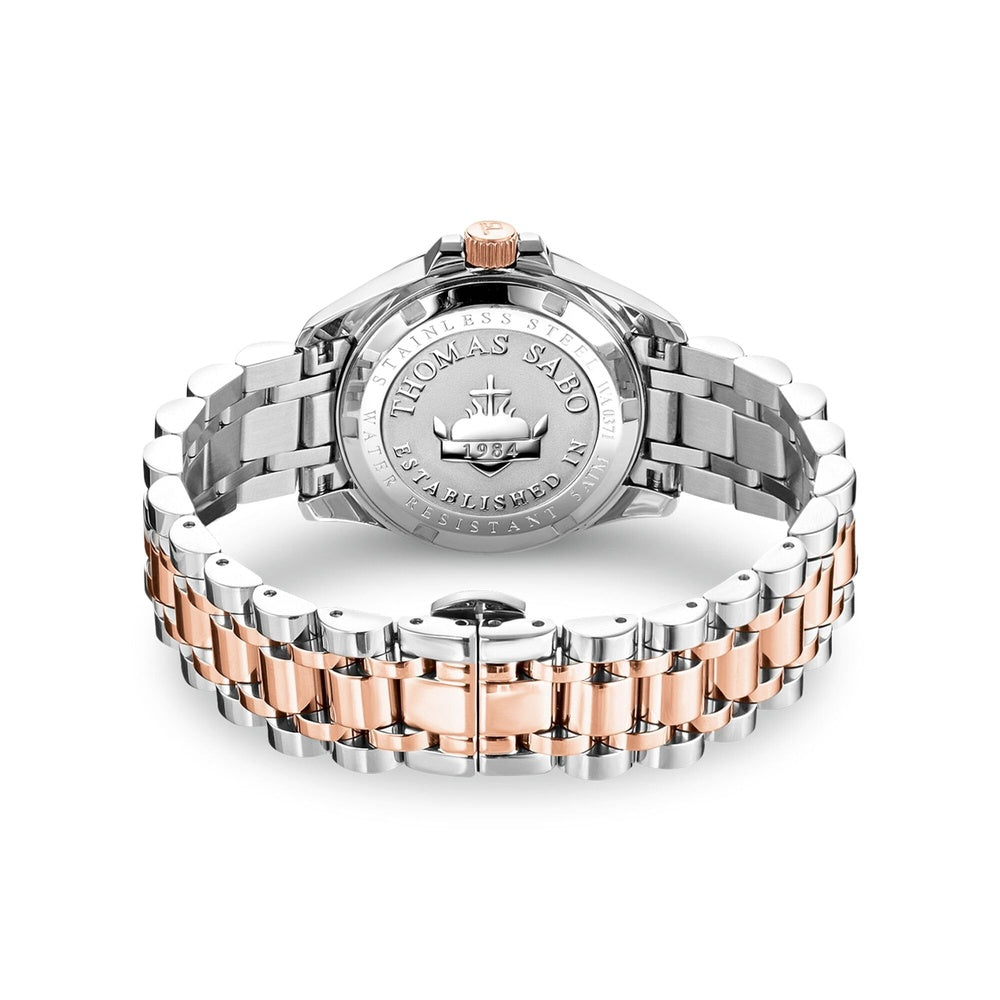 STAINLESS STEEL & ROSE GOLD 2 TONE BRACELET WATCH WITH ZIRCONIA EMBELLISHED DIAL