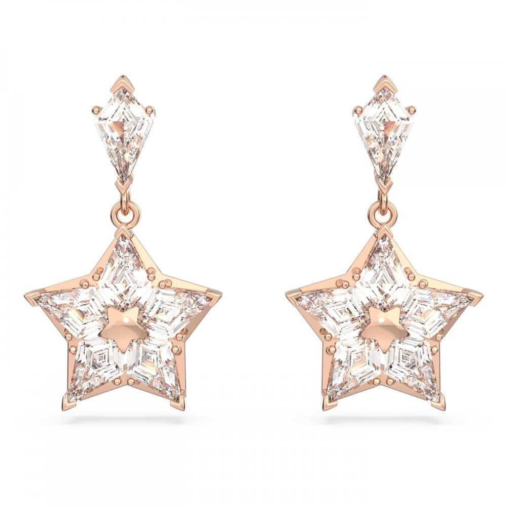 STELLA KITE CUT WHITE ROSE GOLD TONE STAR DROP EARRINGS