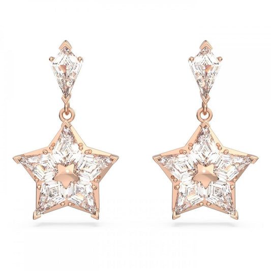STELLA KITE CUT WHITE ROSE GOLD TONE STAR DROP EARRINGS