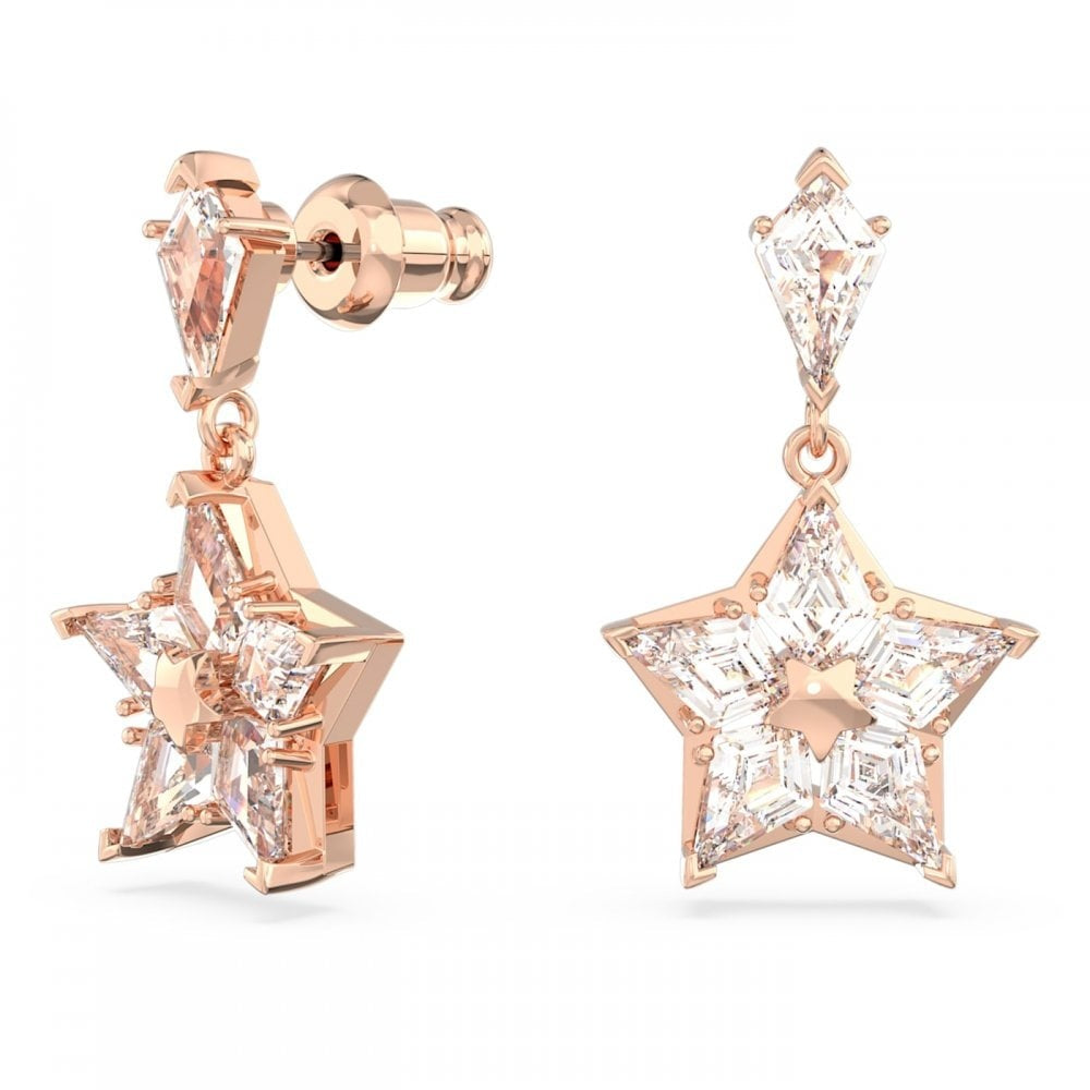 STELLA KITE CUT WHITE ROSE GOLD TONE STAR DROP EARRINGS