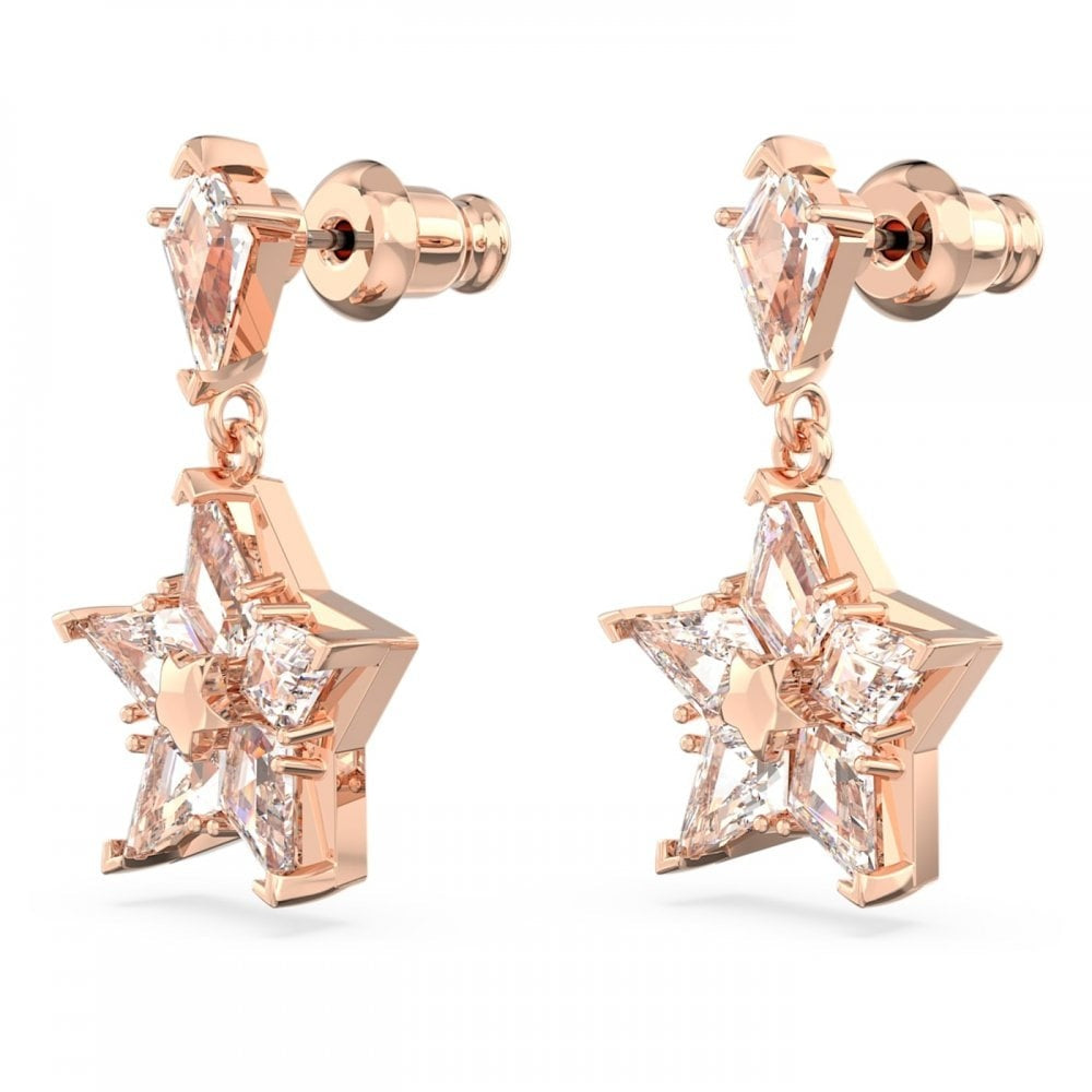 STELLA KITE CUT WHITE ROSE GOLD TONE STAR DROP EARRINGS