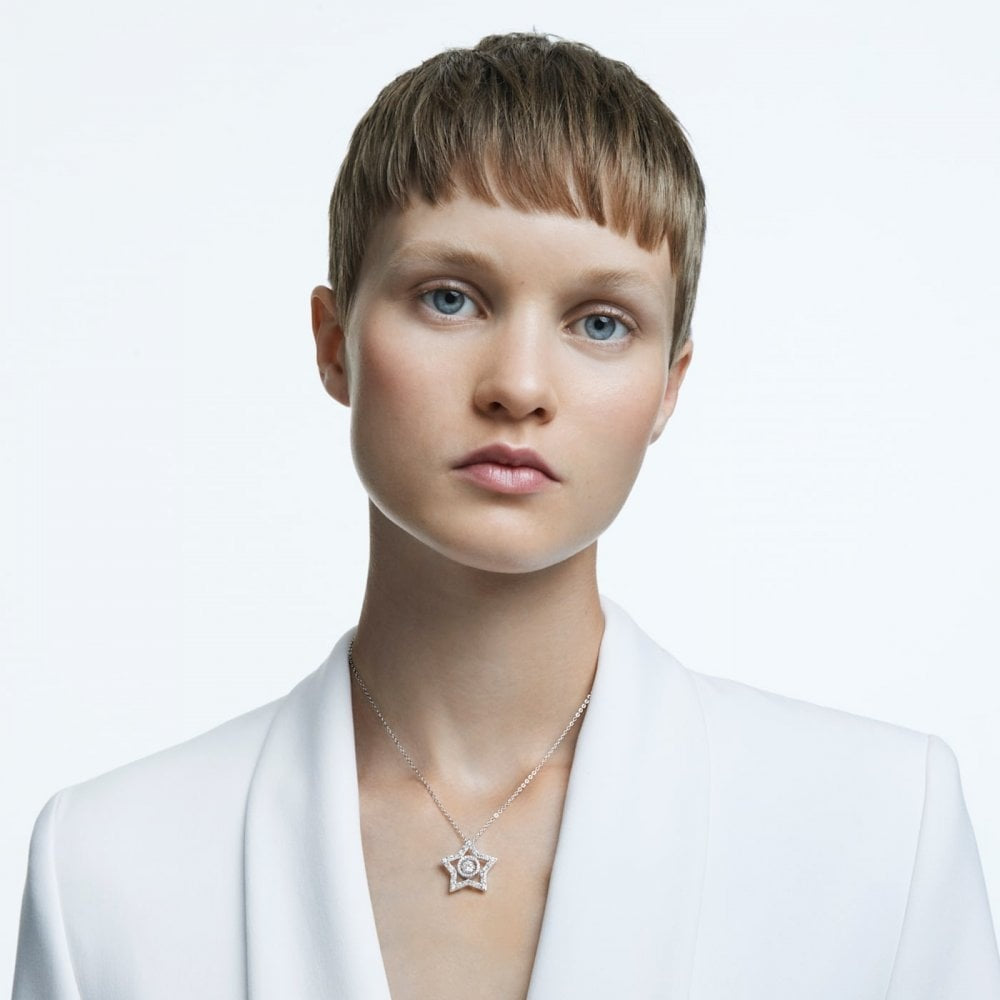 STELLA RHODIUM PLATED STAR PENDANT WITH CLEAR CRYSTAL