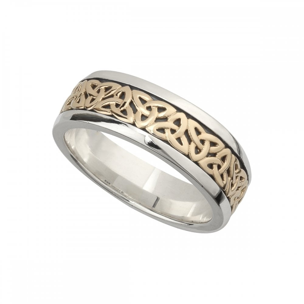 STERLING SILVER & 10K GENTS TRINITY RING