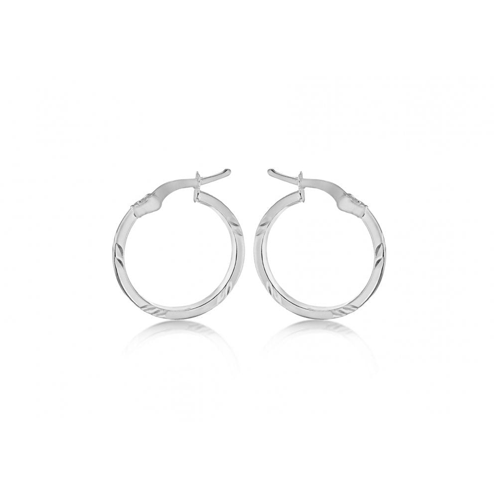 STERLING SILVER 17.5MM PATTERNED CREOLE EARRINGS