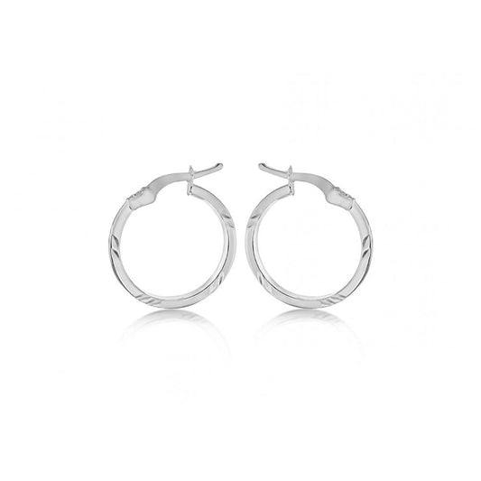 STERLING SILVER 17.5MM PATTERNED CREOLE EARRINGS
