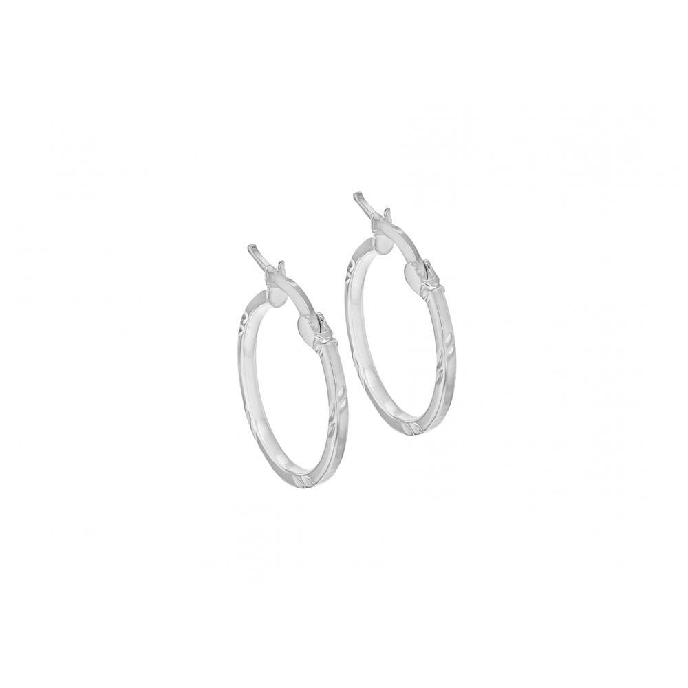 STERLING SILVER 17.5MM PATTERNED CREOLE EARRINGS
