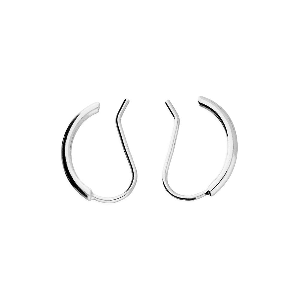 STERLING SILVER 2-WAY CURVED BAR HOOK-IN EARRINGS