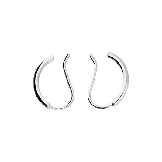 STERLING SILVER 2-WAY CURVED BAR HOOK-IN EARRINGS