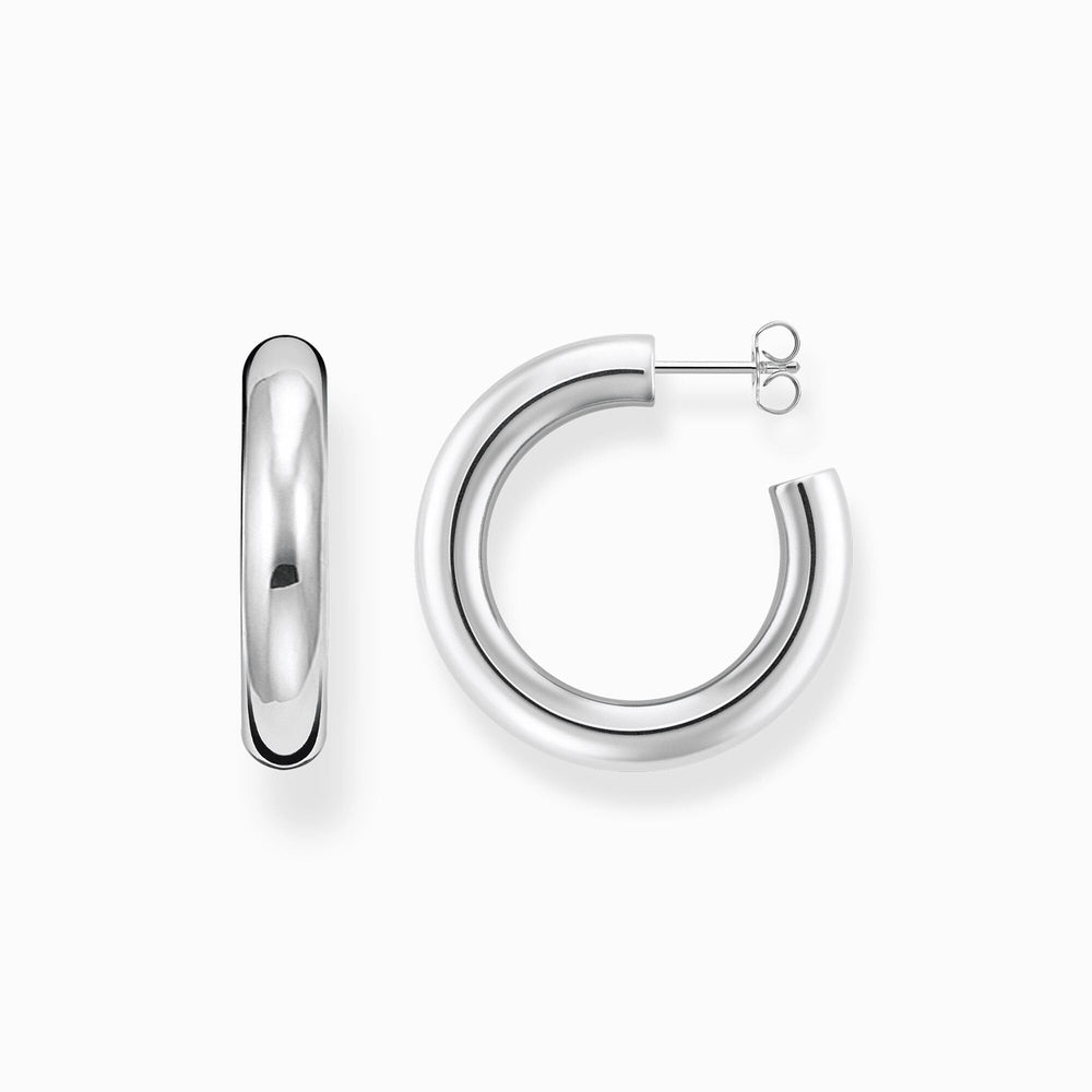 STERLING SILVER 30MM MEDIUM CHUNKY HOOP EARRINGS