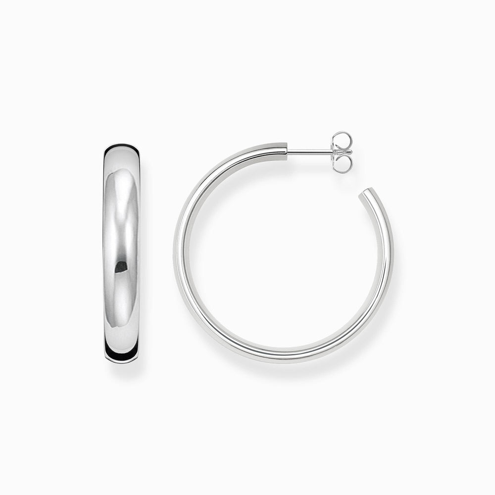 STERLING SILVER 36MM MEDIUM CHUNKY HOOP EARRINGS