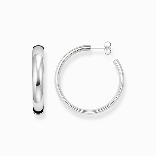 STERLING SILVER 36MM MEDIUM CHUNKY HOOP EARRINGS