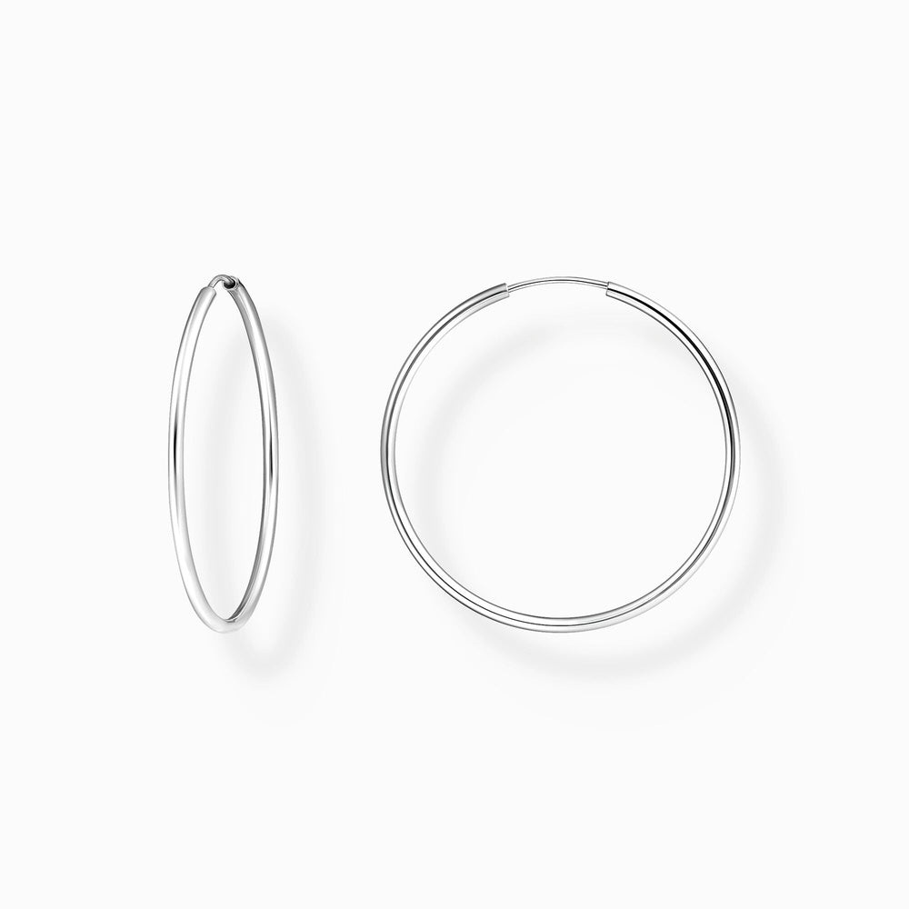 STERLING SILVER 40MM MEDIUM HOOP EARRINGS